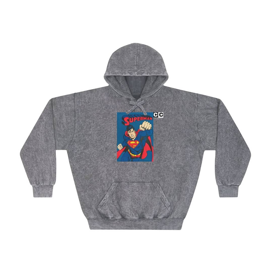 Buy 1930 print Superman Mineral Wash Hoodie on cartoon clothings.