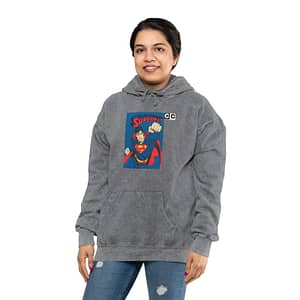 Buy 1930 print Superman Mineral Wash Hoodie on cartoon clothings.