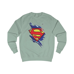 Buy now Dusty Green color Torned Superman Logo Unisex Sweatshirt on cartoon clothings.