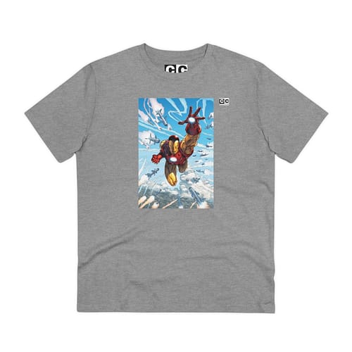 Buy iron man Unisex Mid Heather Grey T-shirt on cartoon clothings.