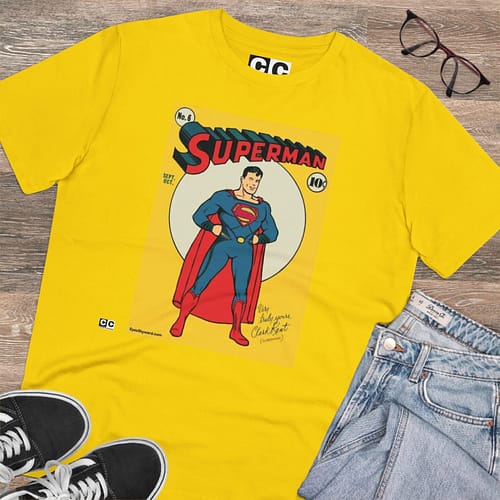 Buy Exclusive Unisex 1930 Superman Yellow T-shirt on Cartoon clothings.