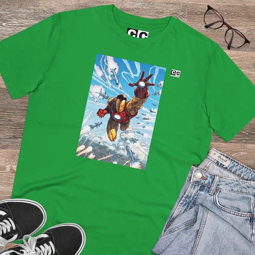 Buy iron man Unisex Fresh Green T-shirt on cartoon clothings.