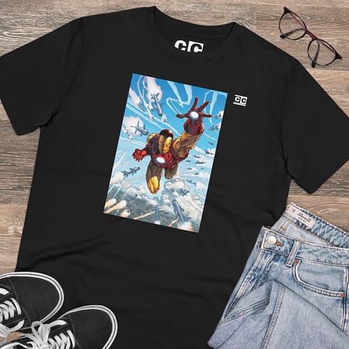 Buy iron man Unisex Black T-shirt on cartoon clothings.