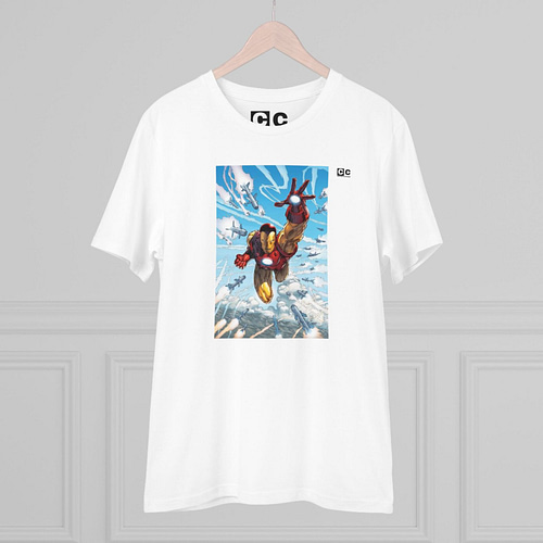 Buy iron man White T-shirt on cartoon clothings.