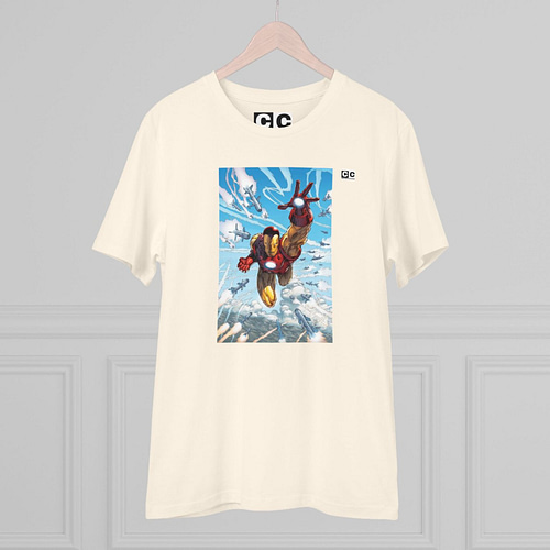 Buy iron man Natural Raw T-shirt on cartoon clothings.