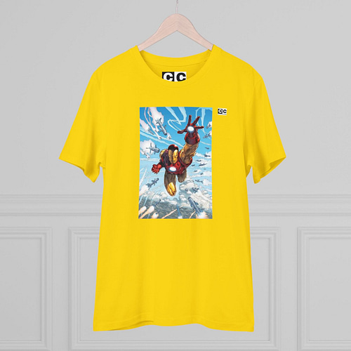 Buy iron man Unisex Golden Yellow T-shirt on cartoon clothings.