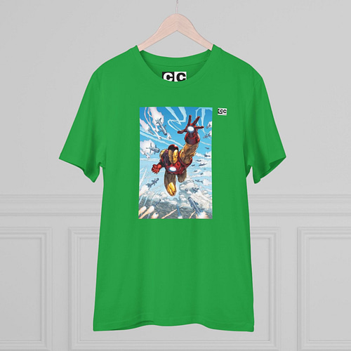 Buy iron man Unisex Fresh Green T-shirt on cartoon clothings.