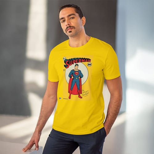 Buy Exclusive Unisex 1930 Superman Yellow T-shirt on Cartoon clothings.