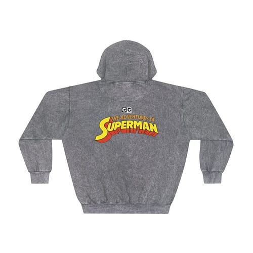 Buy 1930 print Superman Mineral Wash Hoodie on cartoon clothings.