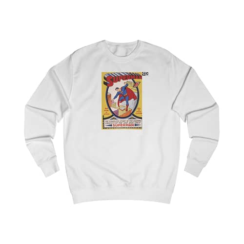 Buy arctic white Color 1939 Superman Printed Unisex Sweatshirt on cartoon clothings.