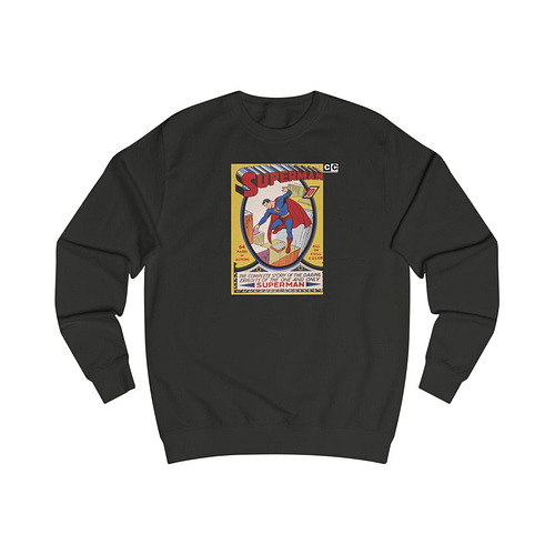 Buy Jet Black Color 1939 Superman Printed Unisex Sweatshirt on cartoon clothings.