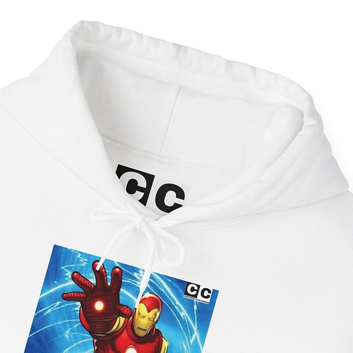 Buy iron man print Unisex white Hoodie on Cartoon Clothings