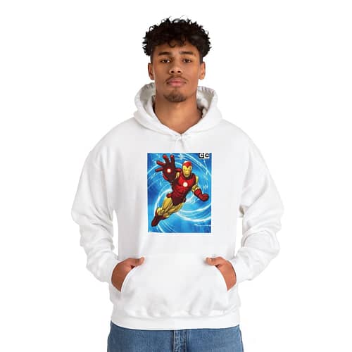 Buy iron man print Unisex white Hoodie on Cartoon Clothings