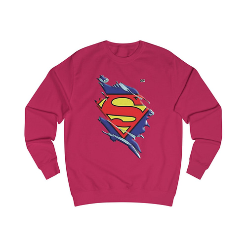 Buy now Cranberry color Torned Superman Logo Unisex Sweatshirt on cartoon clothings.