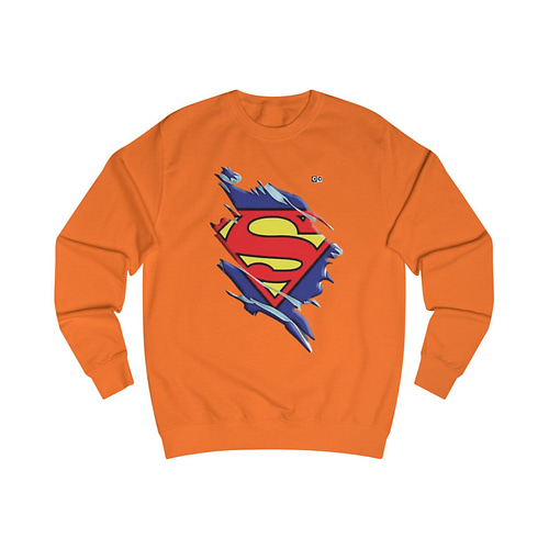 Buy now Orange Crush color Torned Superman Logo Unisex Sweatshirt on cartoon clothings.