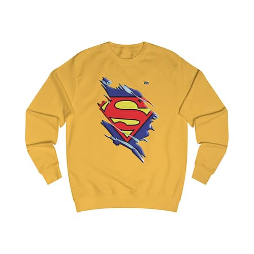 Buy now Gold color Torned Superman Logo Unisex Sweatshirt on cartoon clothings.