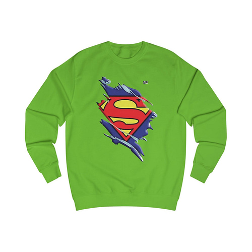 Buy now Lime Green color Torned Superman Logo Unisex Sweatshirt on cartoon clothings.