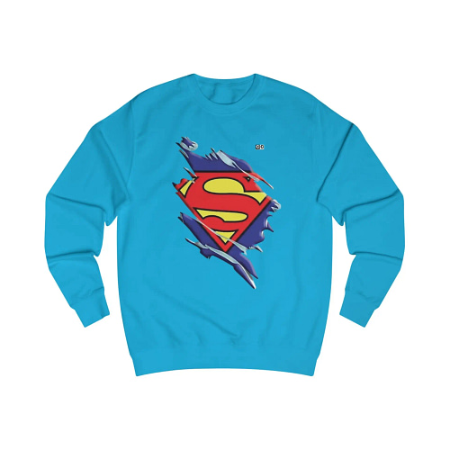 Buy now Hawaiian Blue color Torned Superman Logo Unisex Sweatshirt on cartoon clothings.