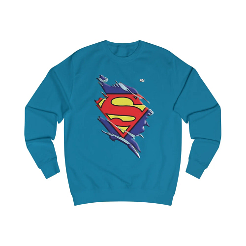 Buy now Sapphire Blue color Torned Superman Logo Unisex Sweatshirt on cartoon clothings.