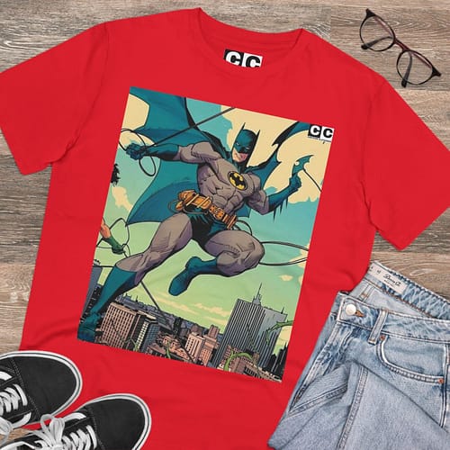 Buy Bright Red color Batman Old Cartoon Unisex T-Shirt on cartoon clothings.