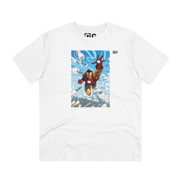 Buy iron man White T-shirt on cartoon clothings.