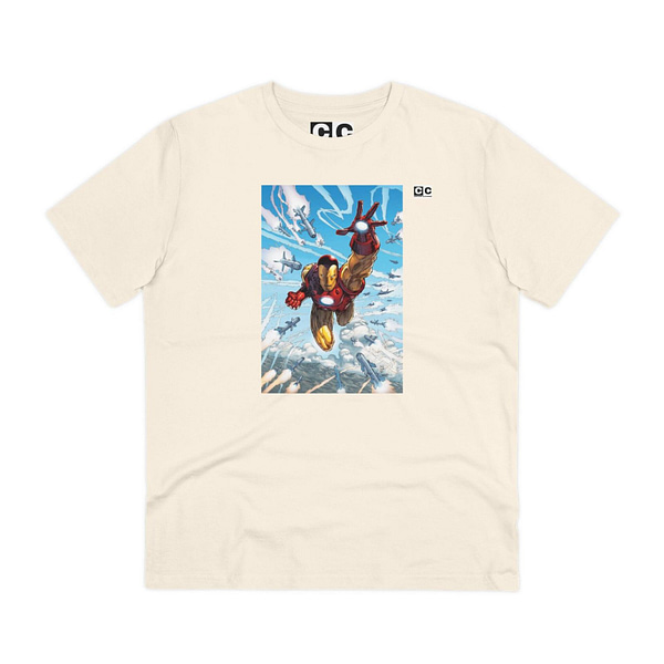 Buy iron man Natural Raw T-shirt on cartoon clothings.