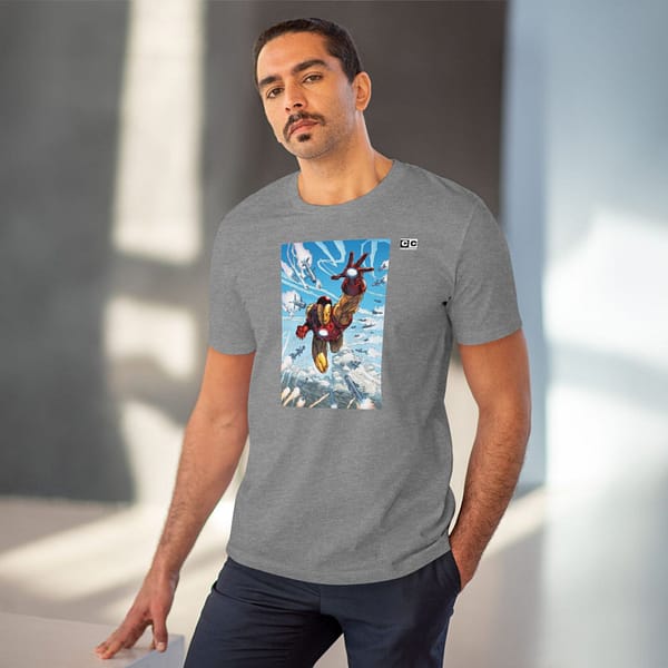 Buy iron man Unisex Mid Heather Grey T-shirt on cartoon clothings.