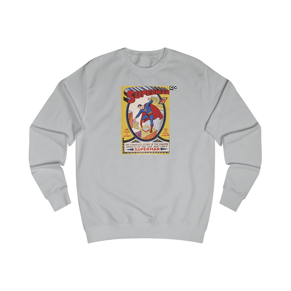 Buy Heather Grey Color 1939 Superman Printed Unisex Sweatshirt on cartoon clothings.