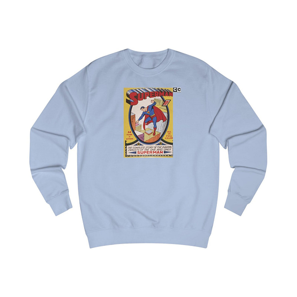 Buy Sky Blue color 1939 Superman Printed Unisex Sweatshirt on cartoon clothings.