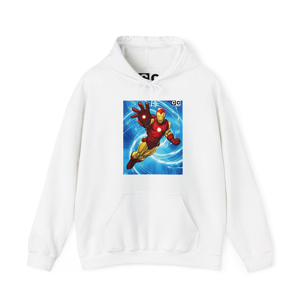 Buy iron man print Unisex white Hoodie on Cartoon Clothings