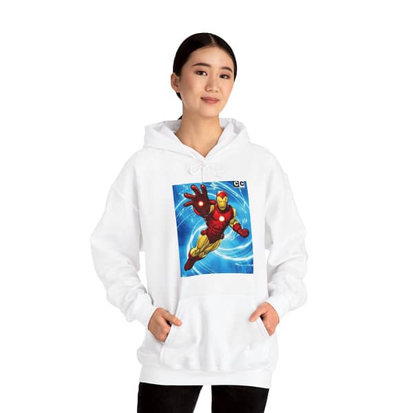 Buy iron man print Unisex white Hoodie on Cartoon Clothings