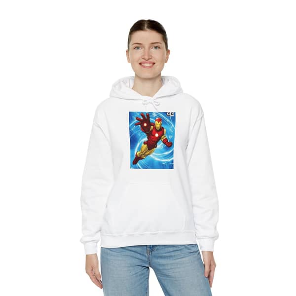 Buy iron man print Unisex white Hoodie on Cartoon Clothings