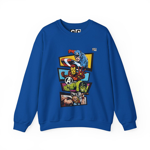 Avengers Vintage Print Unisex Sweatshirt. Buy now on cartoon clothings. website: www.cartoonclothings.com