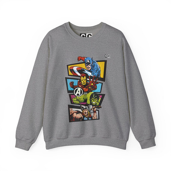 Avengers Vintage Print Unisex Sweatshirt. Buy now on cartoon clothings. website: www.cartoonclothings.com