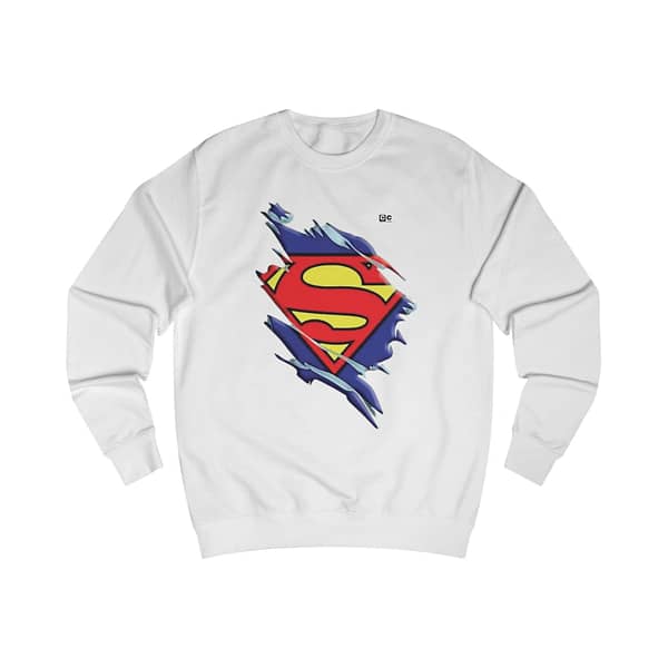 Buy now artic white color Torned Superman Logo Unisex Sweatshirt on cartoon clothings.