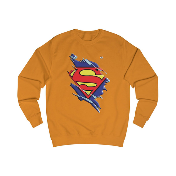 Buy now Pumpkin Pie color Torned Superman Logo Unisex Sweatshirt on cartoon clothings.