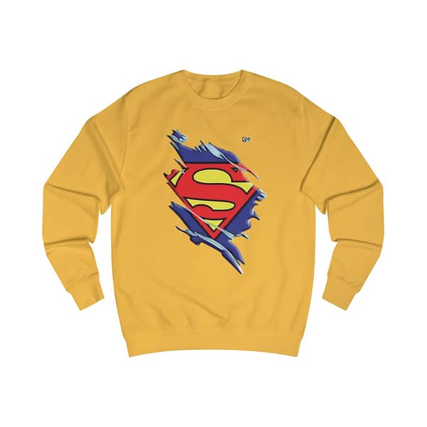 Buy now Gold color Torned Superman Logo Unisex Sweatshirt on cartoon clothings.