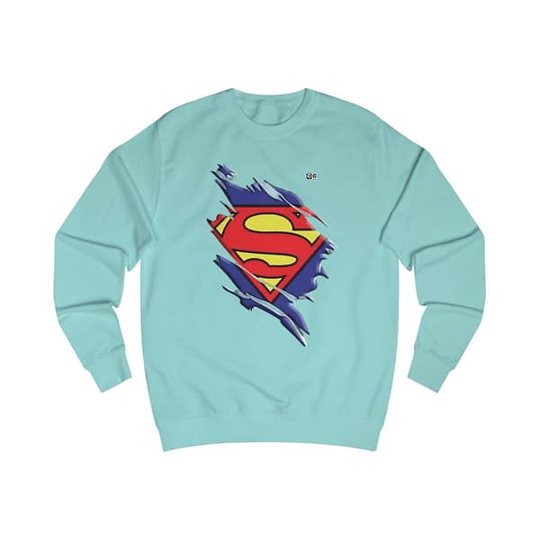 Buy now Peppermint color Torned Superman Logo Unisex Sweatshirt on cartoon clothings.