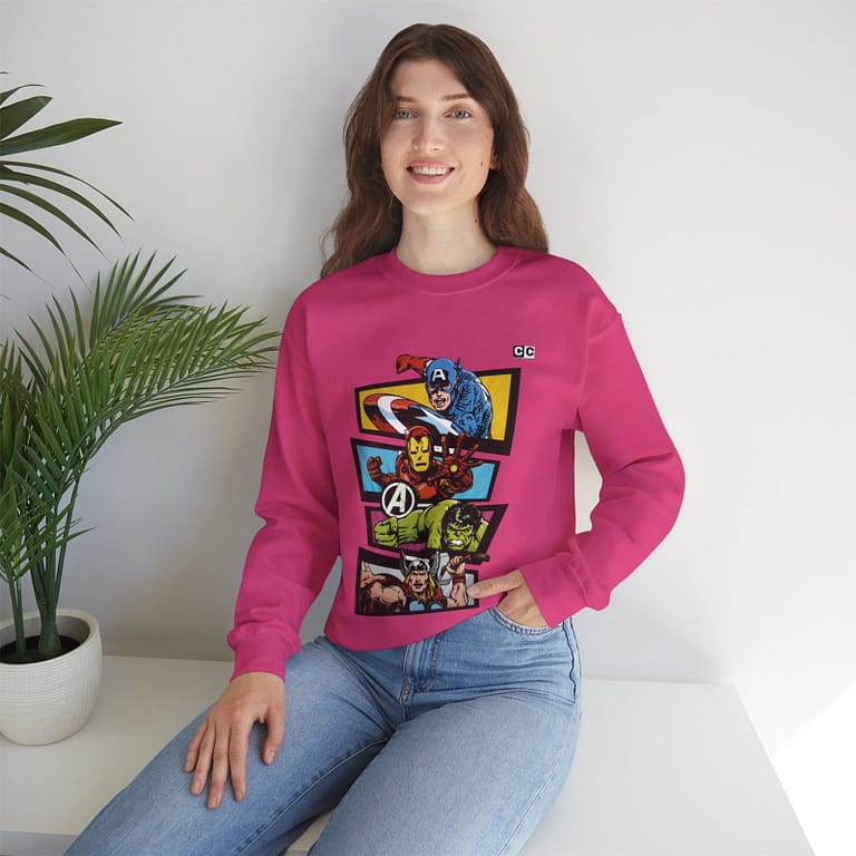 Avengers Vintage Print Unisex Sweatshirt. Buy now on cartoon clothings. website: www.cartoonclothings.com