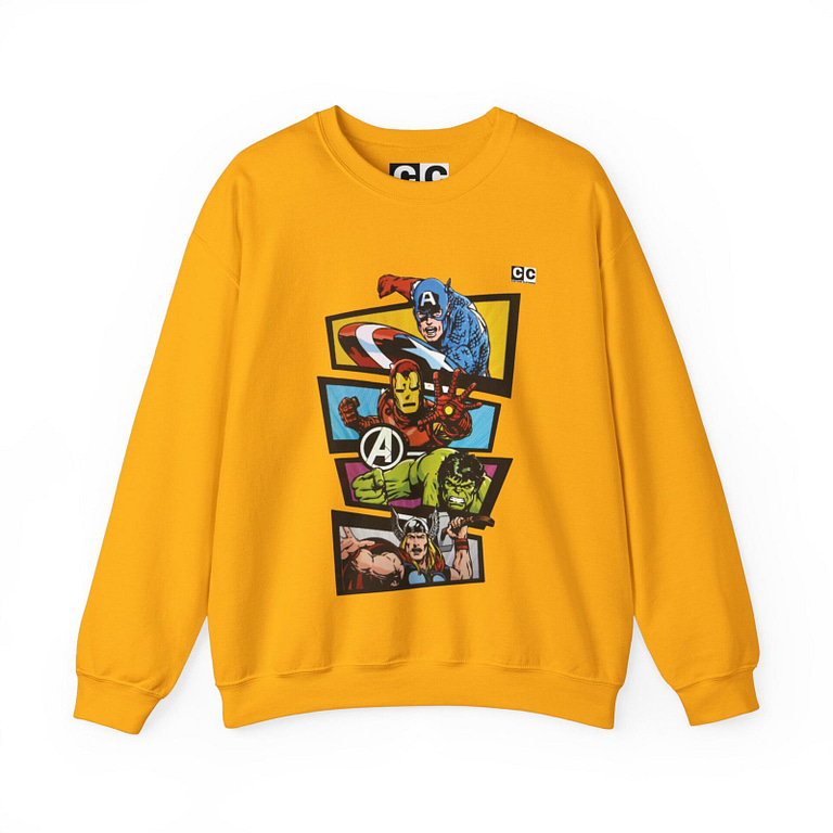 Avengers Vintage Print Unisex Sweatshirt. Buy now on cartoon clothings. website: www.cartoonclothings.com